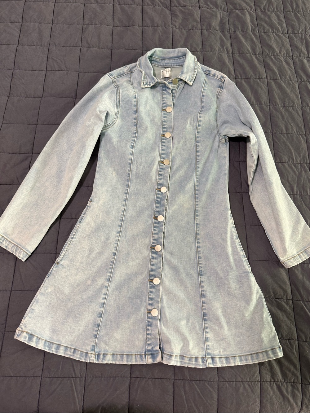 Light Wash Denim Button-Down Dress